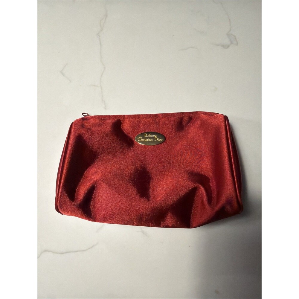 Christian Dior Bag NWT Red Satin Clutch Parfum Make Up Toiletries